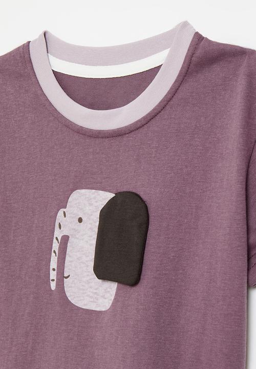 Pop Candy - Elephant placement tee with 3D ear - mauve/pink
