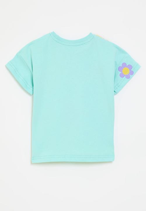 Pop Candy - Graphic print tee - aqua/multi