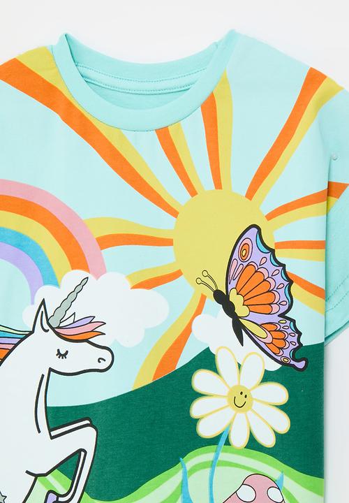 Pop Candy - Graphic print tee - aqua/multi