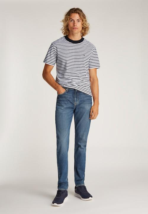 Calvin Klein - Heavy Regular Tee - Ck Black / Bright White Stripe