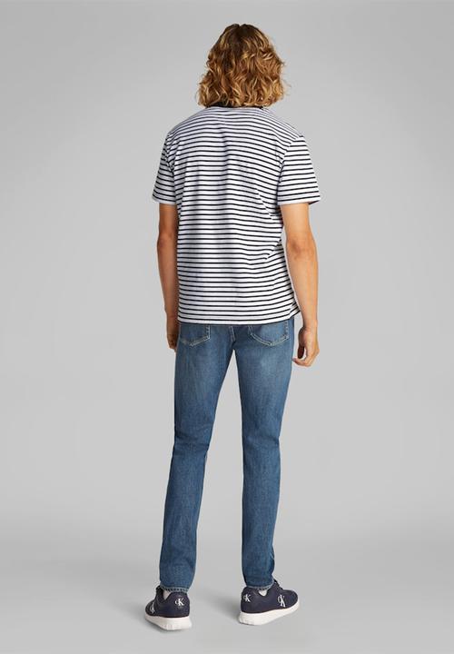 Calvin Klein - Heavy Regular Tee - Ck Black / Bright White Stripe