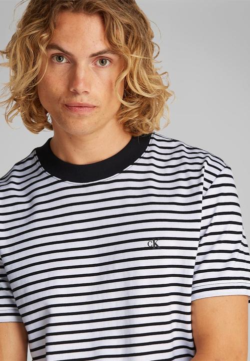 Calvin Klein - Heavy Regular Tee - Ck Black / Bright White Stripe