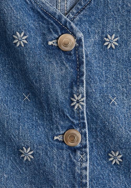 H&M - Embroidered denim waistcoat - denim blue/flowers