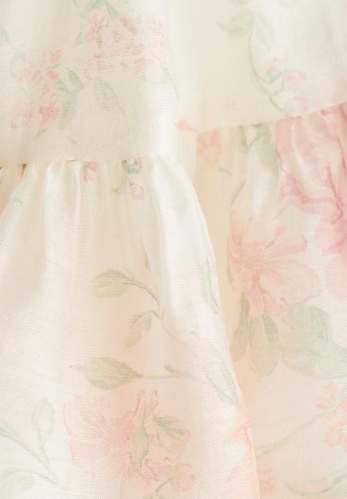 H&M - Flounced mini skirt -white/floral 