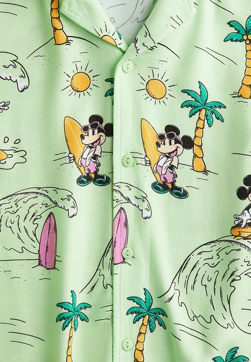 H&M - Printed resort shirt - light green mickey mouse