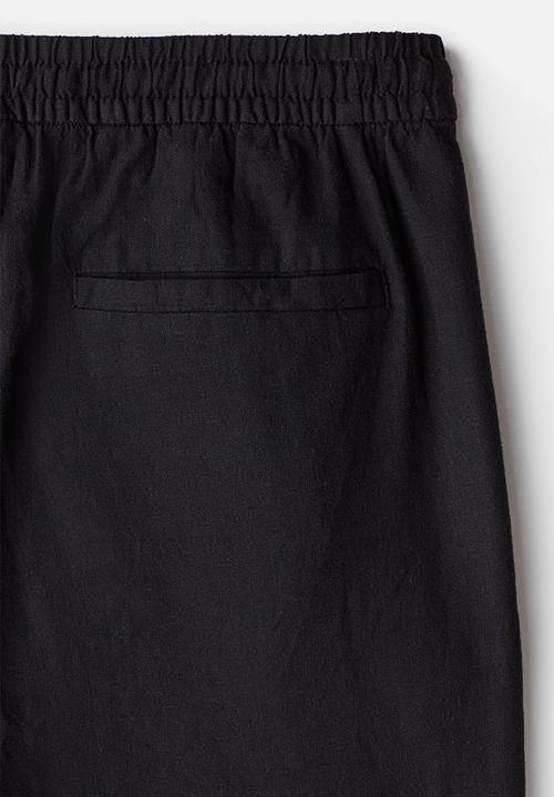 H&M - Regular fit linen-blend trousers - black