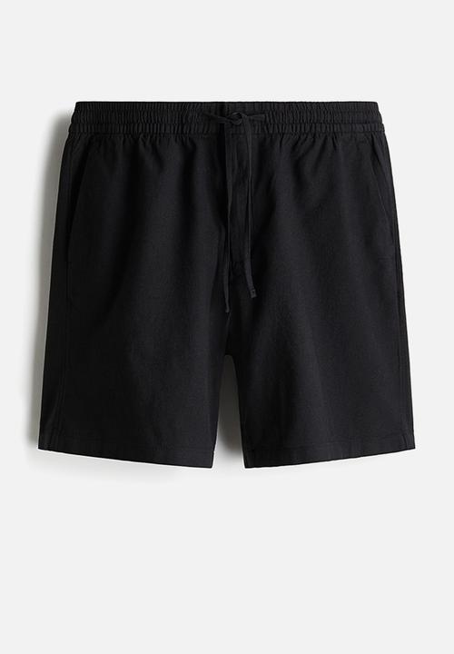 H&M - Regular fit linen-blend shorts - black