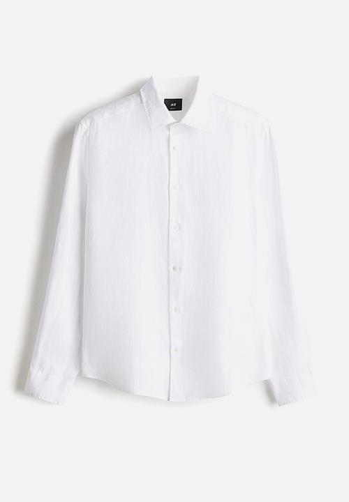 H&M - Slim fit linen shirt - white