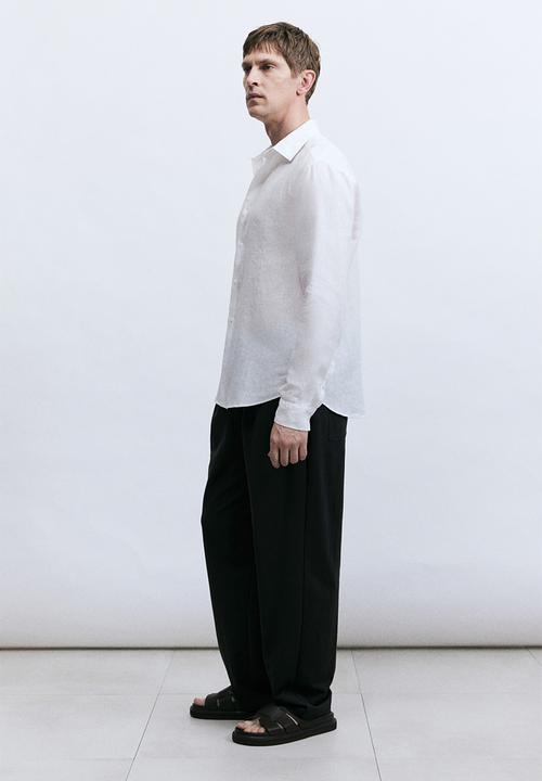 H&M - Slim fit linen shirt - white
