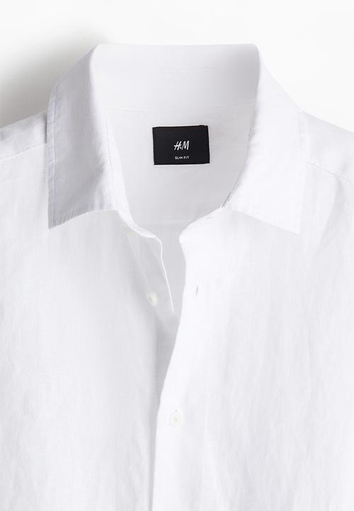 H&M - Slim fit linen shirt - white