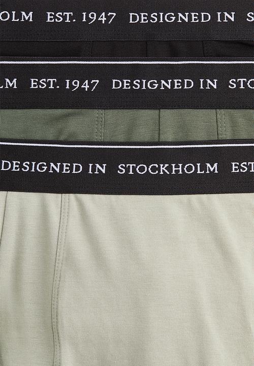 H&M - 3 pack coolmax® mid trunks - sage green & khaki green