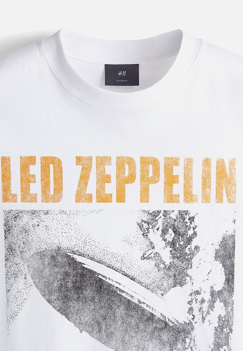 H&M - Loose fit printed t-shirt - white led zeppelin