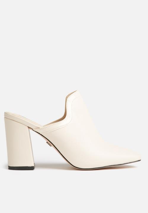 cream mules heels