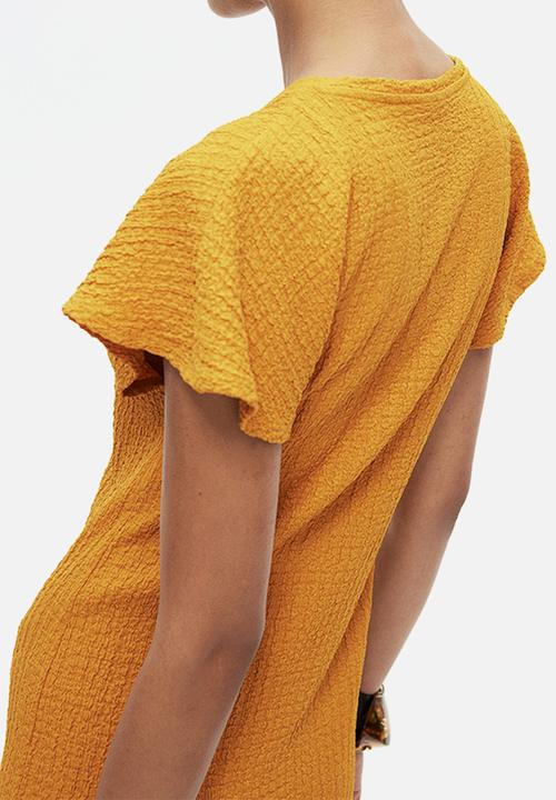 H&M - Textured jersey dress - mustard yellow