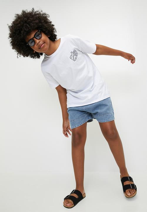 Pop Candy - Placement & graphic print tee - white/navy/red/sardines