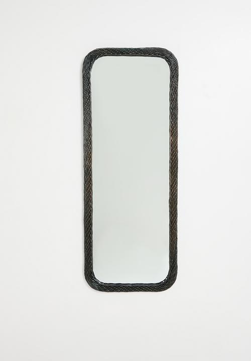 Sixth Floor - Rattan Woven Leaning Mirror Black 