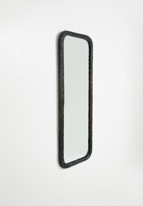Sixth Floor - Rattan Woven Leaning Mirror Black 