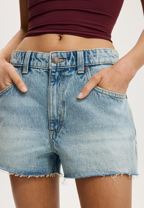 Cotton On - Original cut off denim short - supercut blue