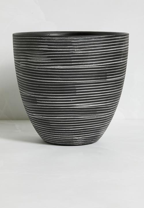 Lines ceramic planter -  Black