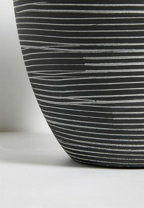 Sixth Floor - Lines ceramic planter -  Black