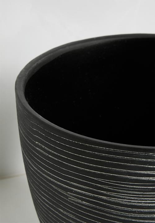 Sixth Floor - Lines ceramic planter -  Black