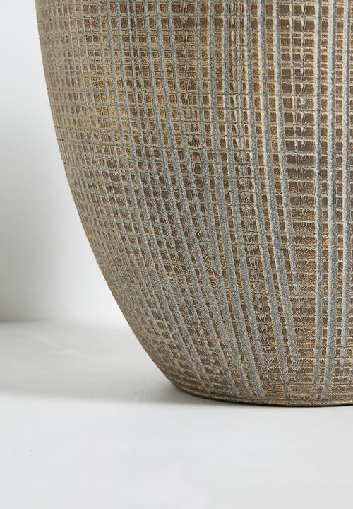 Sixth Floor - Grid ceramic planter - Natural