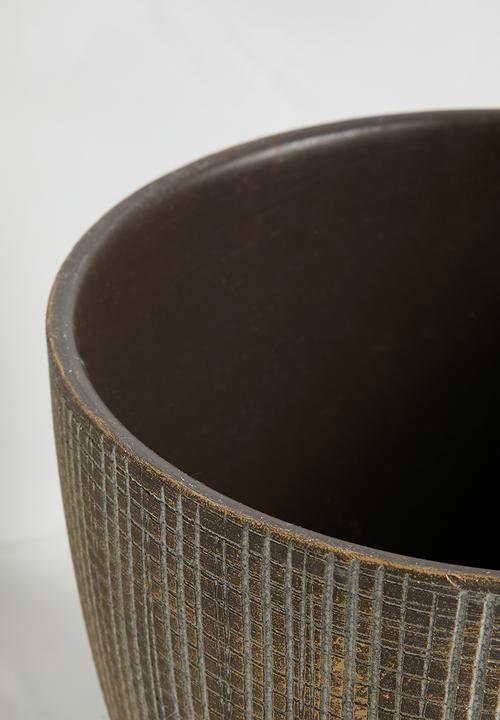 Sixth Floor - Grid ceramic planter - Natural