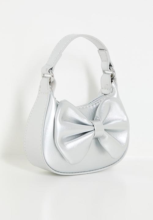 Pop Candy - Metallic PU handbag with bow feature - silver