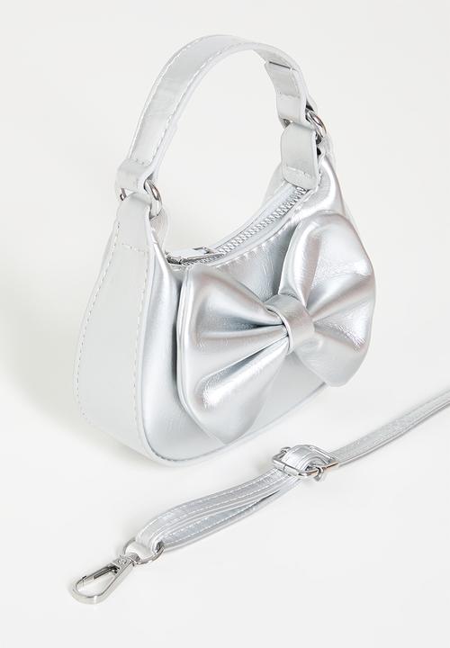 Pop Candy - Metallic PU handbag with bow feature - silver