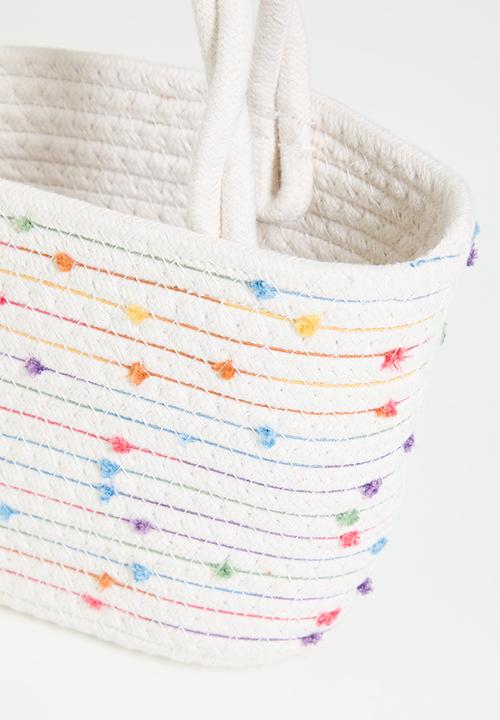 Pop Candy - Woven tote bag with contrast stitching detail - white/multi