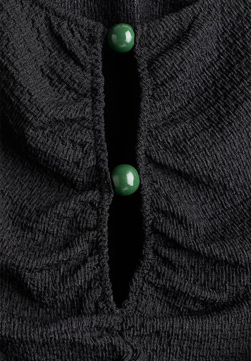 H&M - Bead-detail ruched top - black