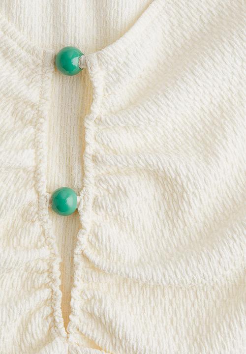 H&M - Bead-detail ruched top - cream