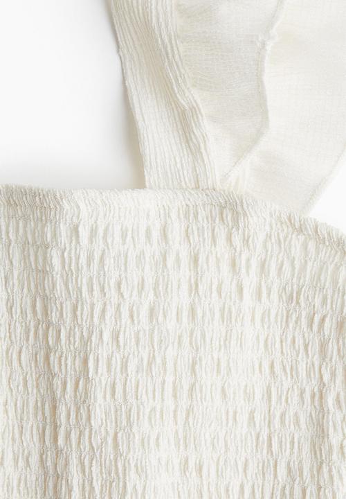 H&M - Smocked cropped top - white