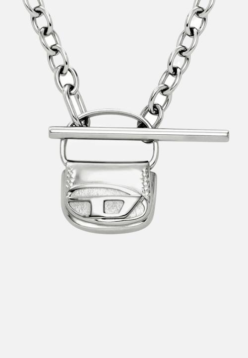 Diesel  - Iconic 1Dr Bag As A Charm Necklace - Silver