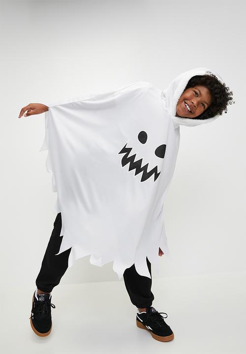 Pop Candy - Novelty hooded cape with ragged hem - white/black