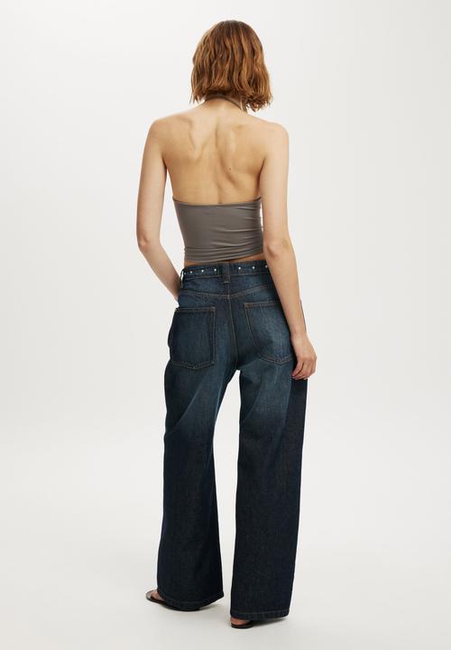 Cotton On - Low super baggy jean - studded sapphire blue