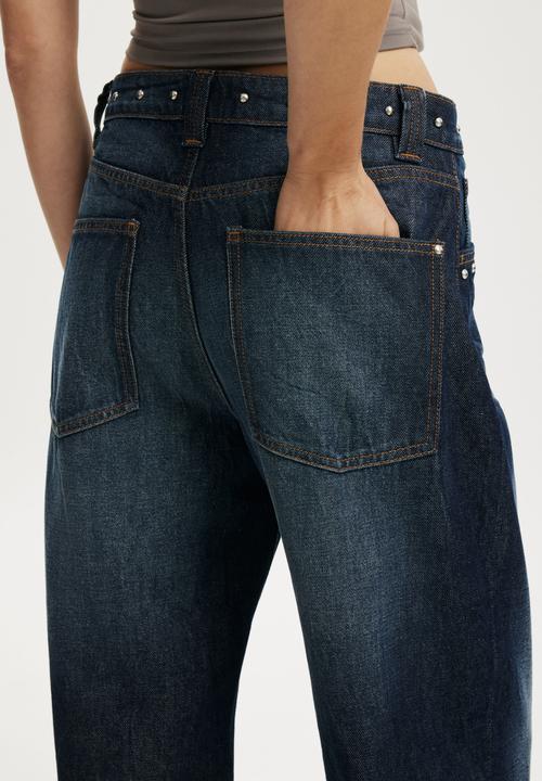Cotton On - Low super baggy jean - studded sapphire blue