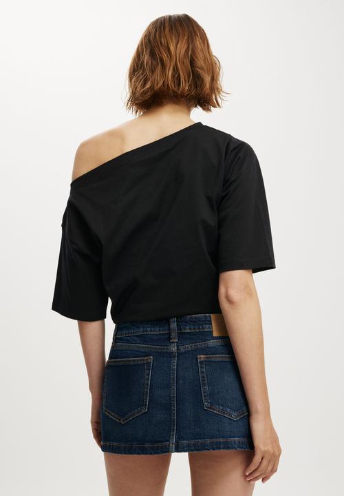 Cotton On - Micro low denim skirt - studded sapphire blue