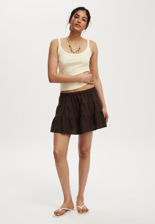 Cotton On - Haven Mini Skirt - Dark Oak