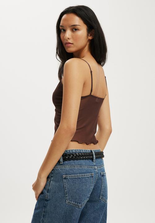 Cotton On - Ashley mesh cami - dark oak