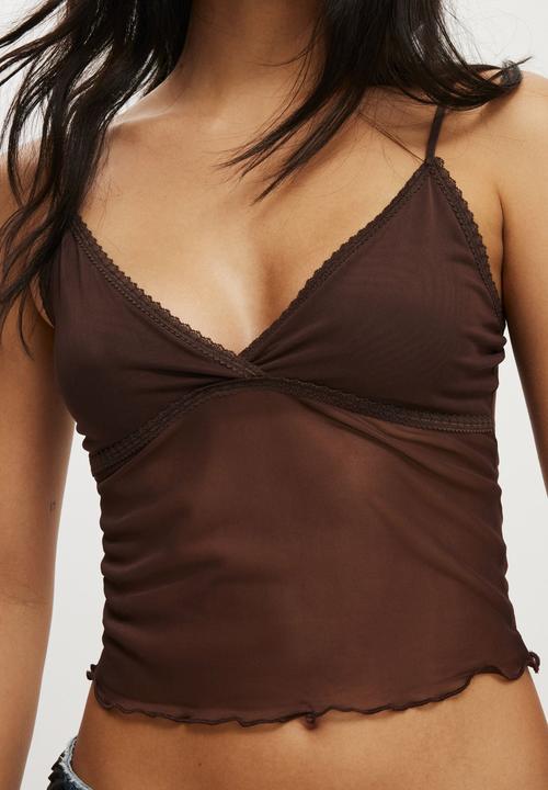 Cotton On - Ashley mesh cami - dark oak