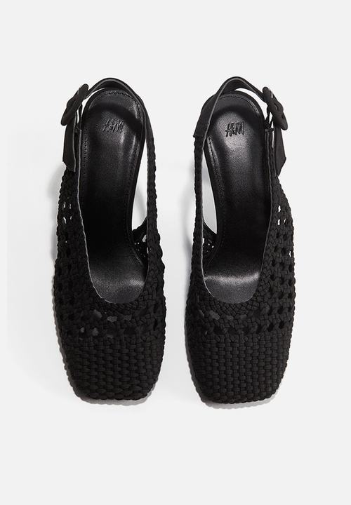 H&M - Braided canvas slingbacks - black