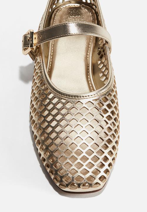 H&M - Perforated mary jane ballet pumps - gold-coloured