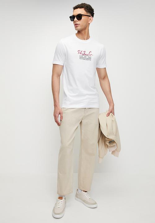 POLO - Lucky pjc short sleeve cursive logo tee - white	