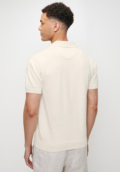 POLO - Marin textured knitted golfer - off white	