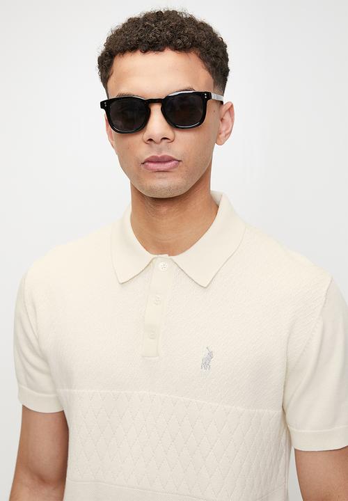 POLO - Marin textured knitted golfer - off white	