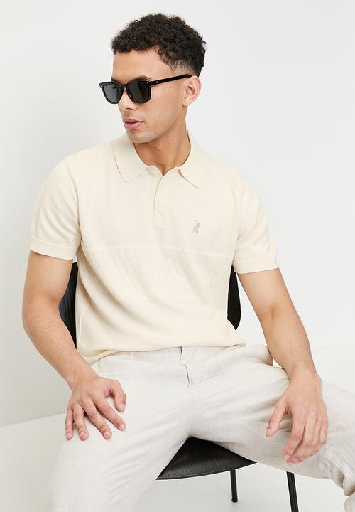 POLO - Marin textured knitted golfer - off white	