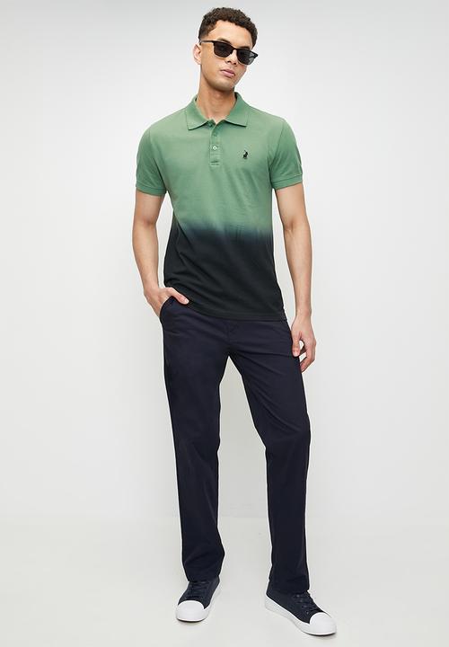 POLO - Benny dip dye short sleeve golfer - green & navy 