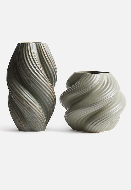 H&M - Stoneware vase - dusty green