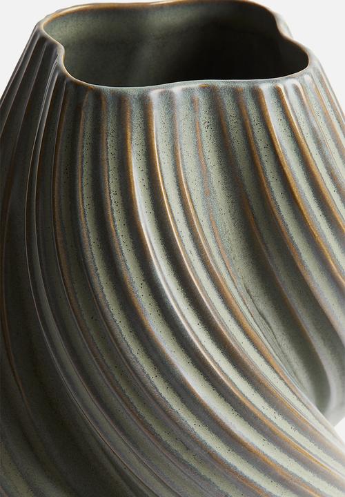 H&M - Tall stoneware vase - dusty green 